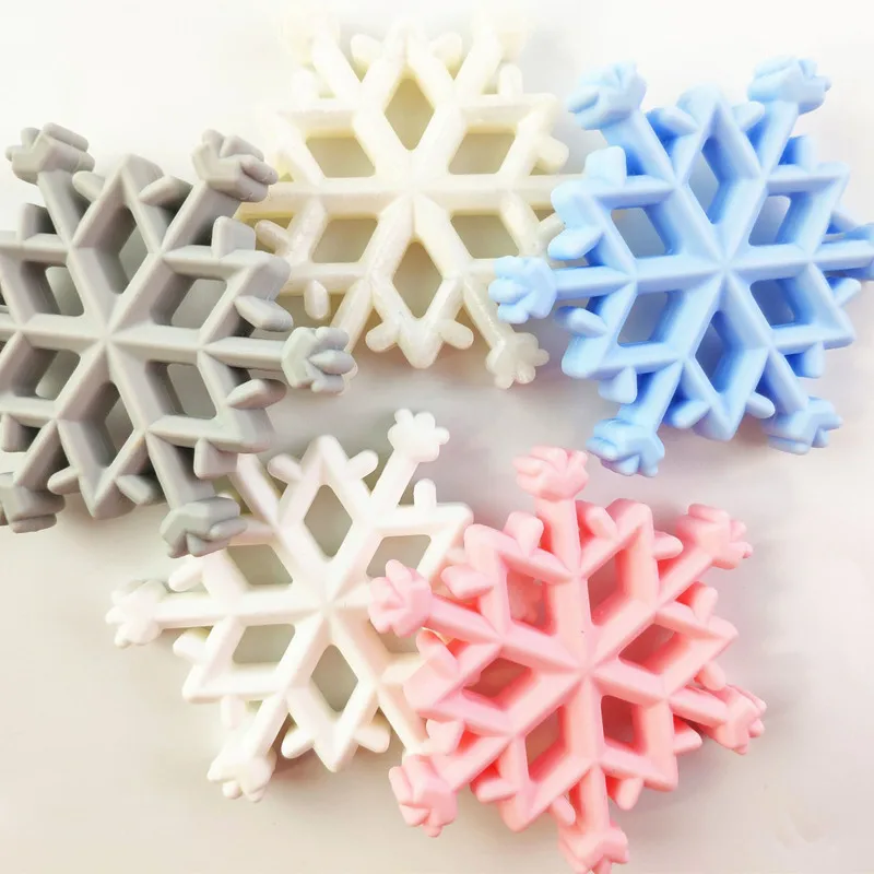 Baby Silicone Teethers BPA Free Teething Toy Christmas Snowflake Baby Teether Silicone Beads DIY Chain Toddler Infant Teether
