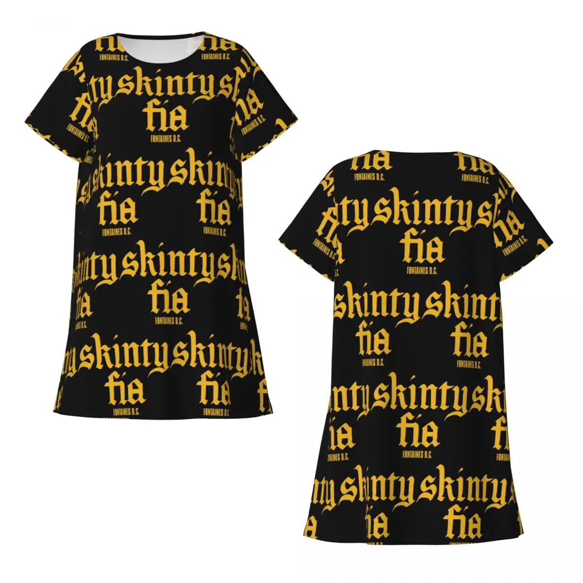 Fontaines DC Merch Skinty Fia Short Sleeves Nightdress For Sleeping Sleepshirts Women Short Sleeve Nightgowns Soft Pajama Dress