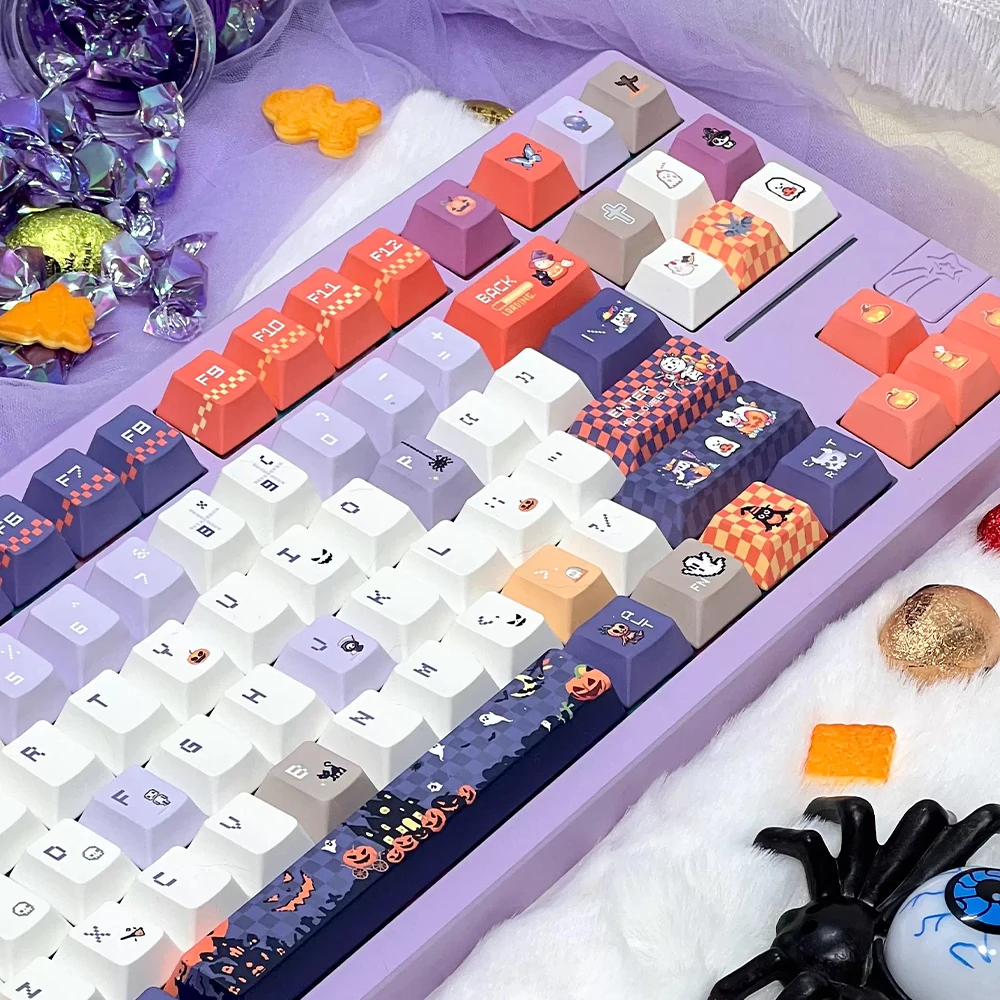 New PBT Keycaps 120Key, Set Cherry Profile PBT 5-Side Dye-Sublimation Anti-Shining Fit 61-108 Keyboards