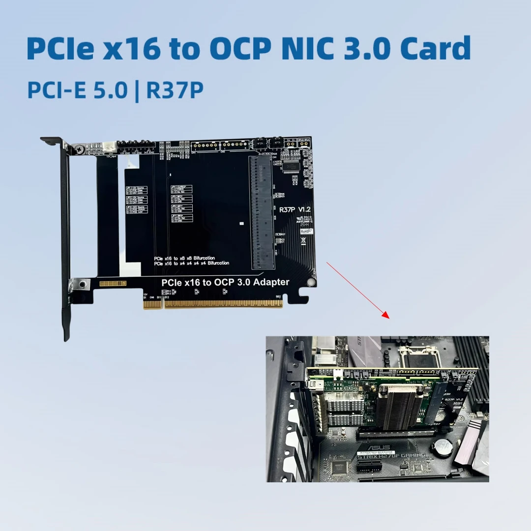 2026 NEW R37P PCIe5.0 X16 To OCP NIC 3.0 Gen-Z 4C +/SFF-TA-1002 Adapter Card Riser