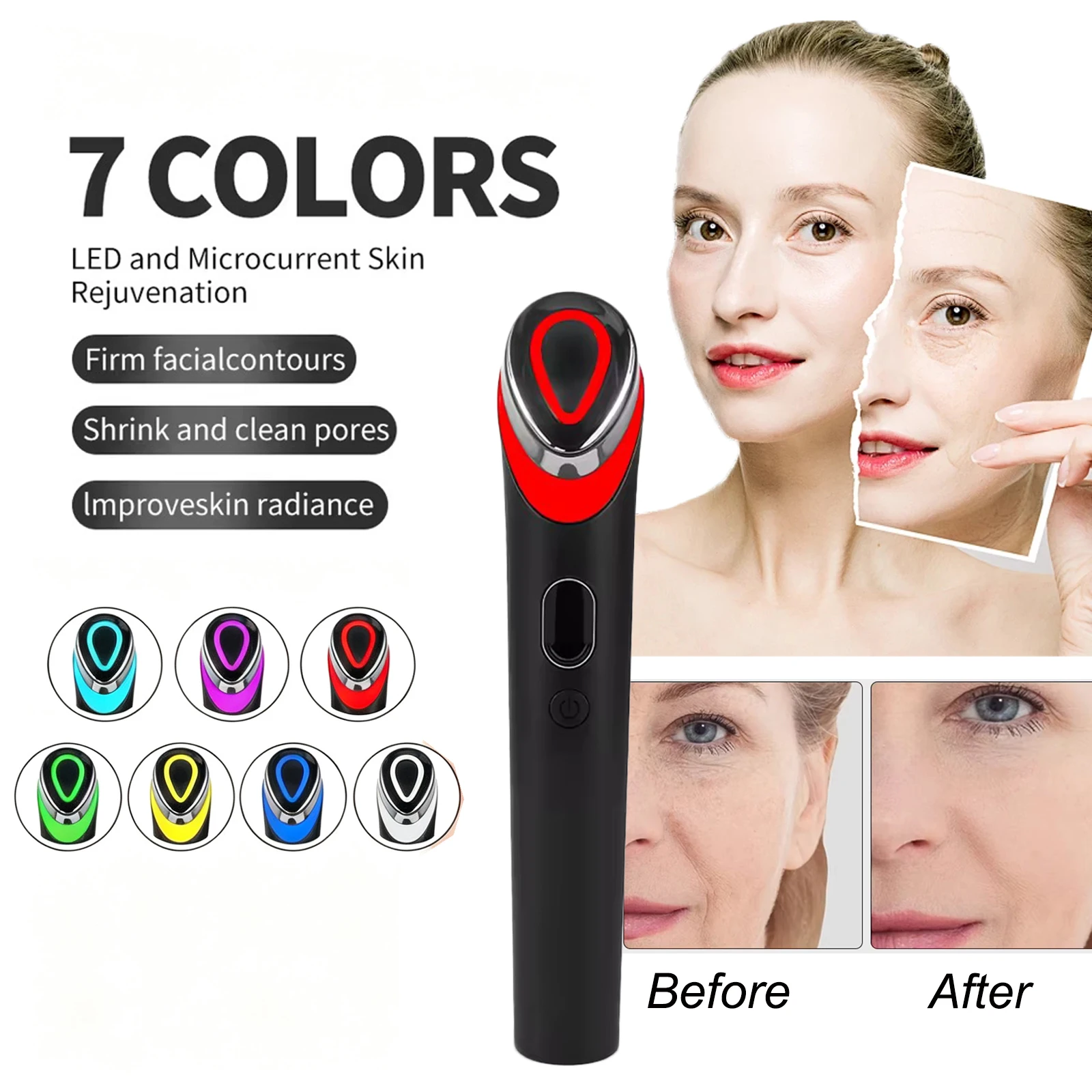 NEW 7 Colors Age-R Booster Pro Facial Skin Care Beauty Device EMS Microcurrent Lift Massager Home Use-Valentine's Day Gift