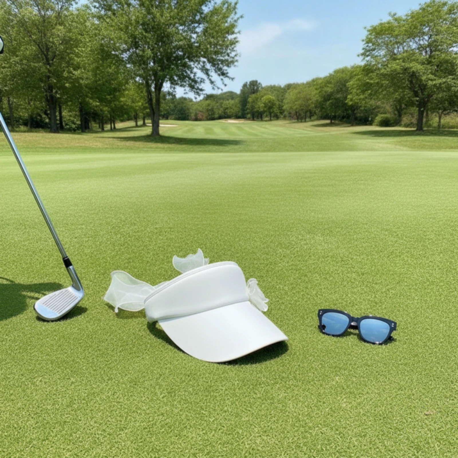 Golf Sun Visor Translucent Ribbon Bow Wide Brim Visor Headwear Lightly Textured Lightweight for Women