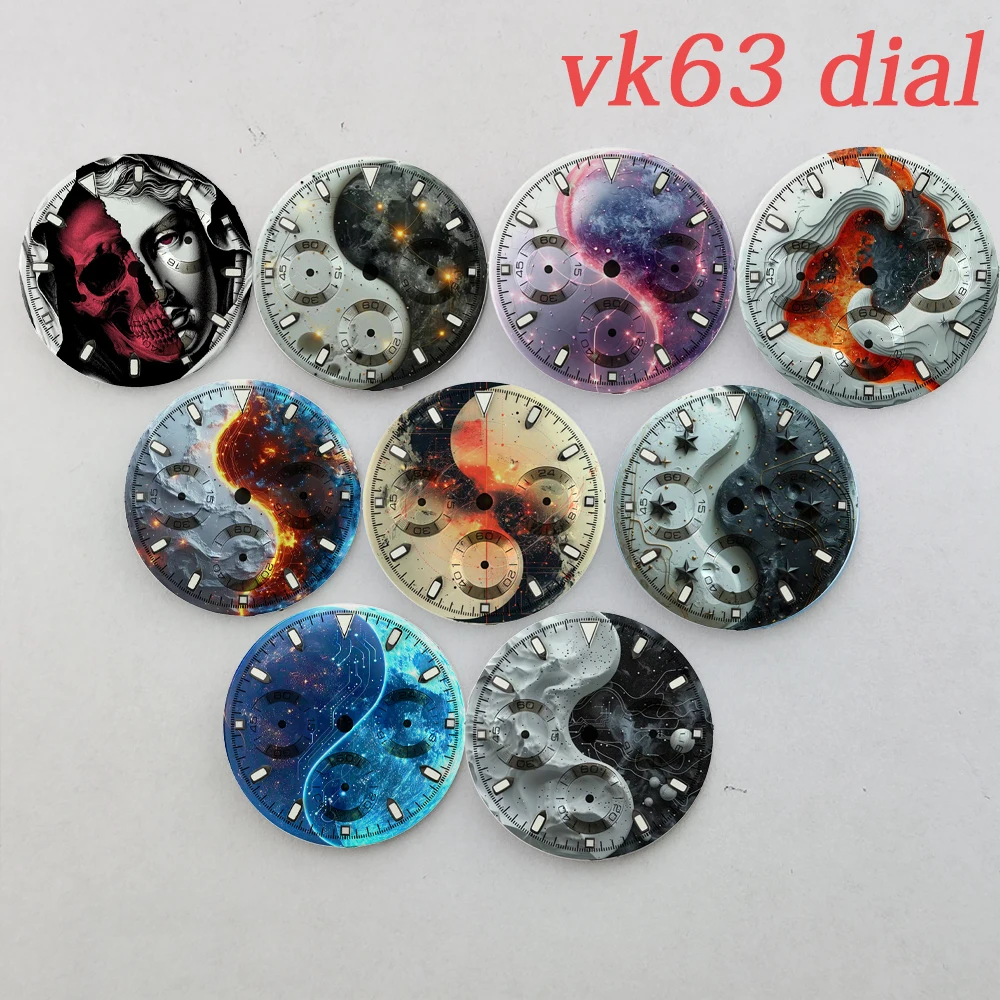 customized VK63 dial Creative dial 29mm VK63 Watch Accessories suitable for 39mm case quartz watch VK63 movement fit Dytona mod