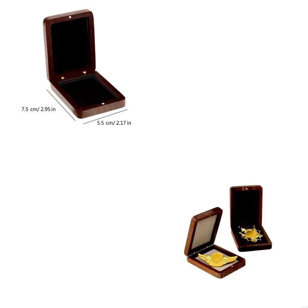 Wooden Coin Elegant Medals Storage Case Stylish Badge Presentation Box