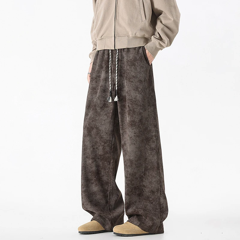 Men's Oversized Wide Leg Trousers American Trend Large Size Camouflage Pants Man Autumn New Drawstring Floor-Length Pants Male