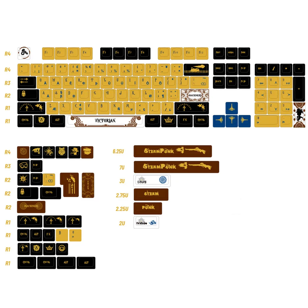 PBT 142 Keys Original Design Keycap KCA Profile 5 Side DYE Sublimation ISO Enter For Outemu Gateron Kailh TTC Cherry MX Switches