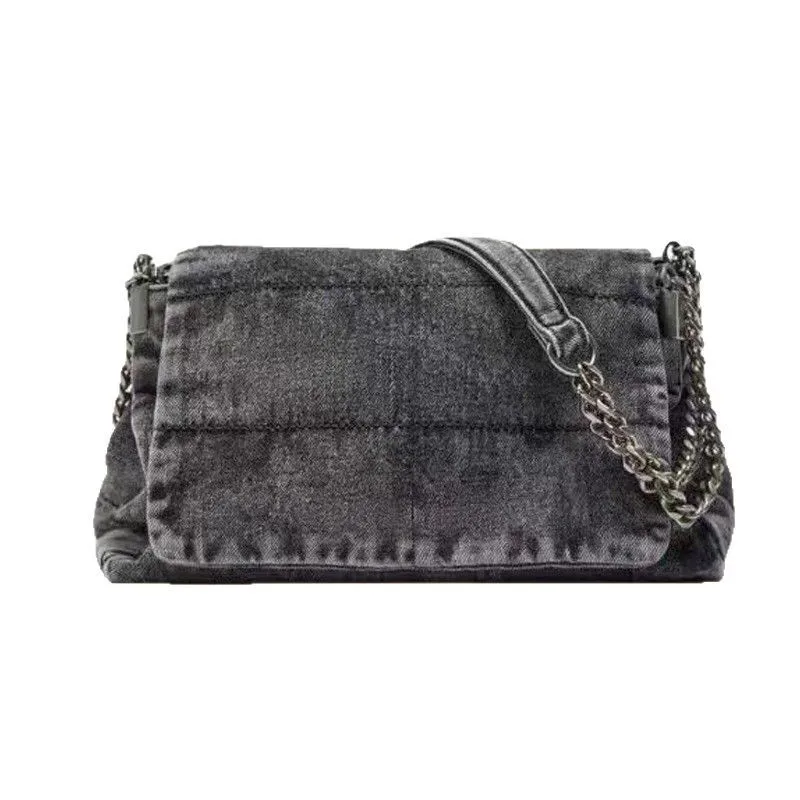 Denim Shoulder Bag for Women Large Capacity Messenger Bags Work Study Street Tote Bag Purses and Handbags