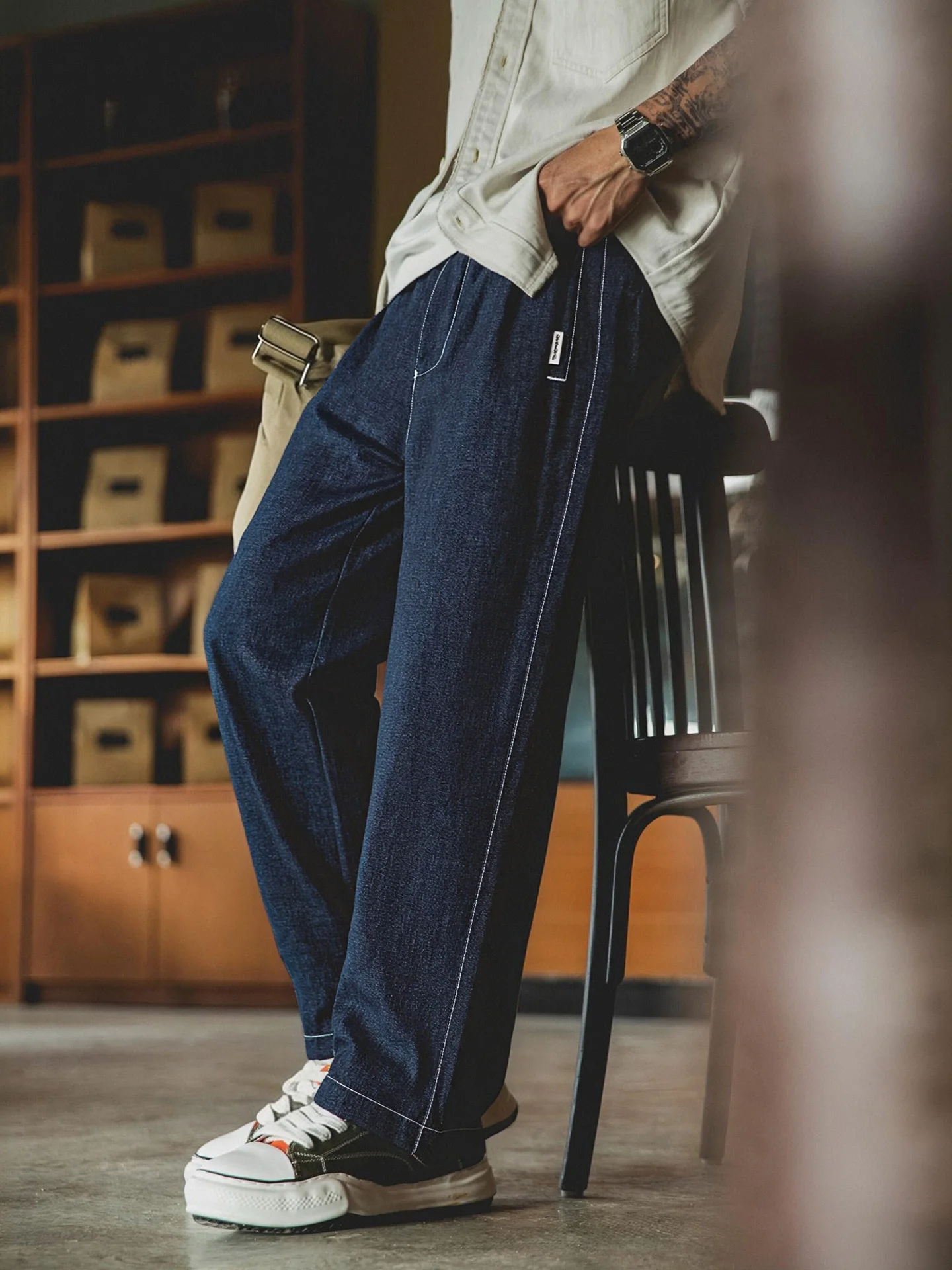 American Retro Straight Leg Jeans Men's Spring Summer New Loose Bright Stitching Anti-Fading Casual Long Pants