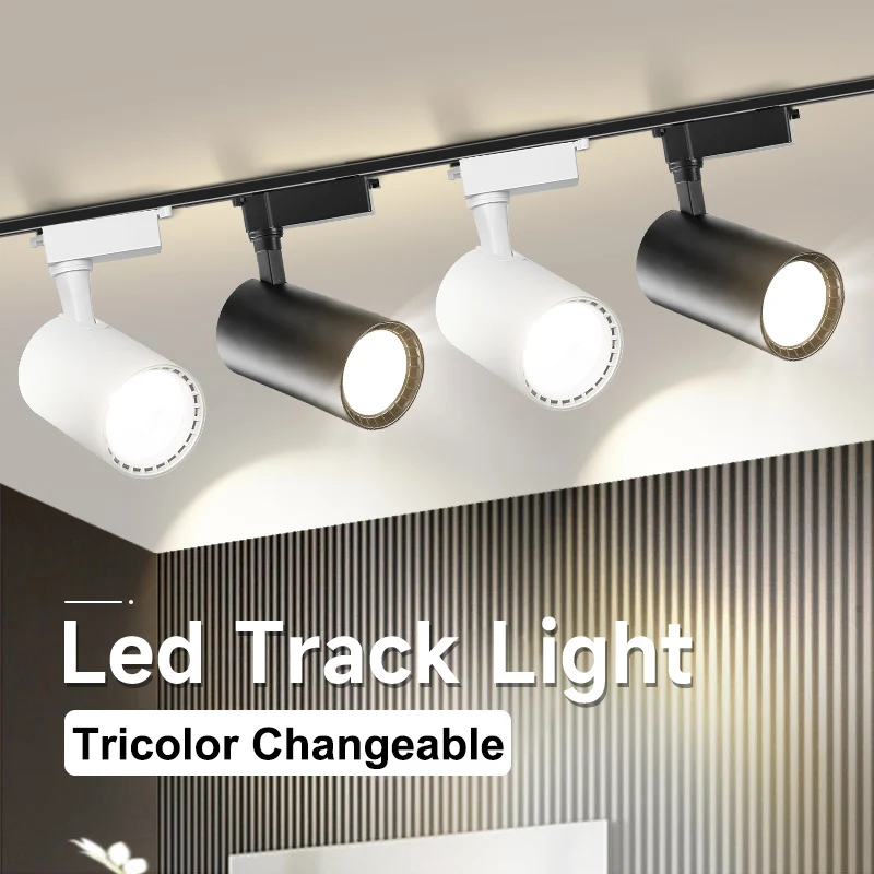 Led Track Light Tricolor Rail Track Ceiling Lamp Tricolor Spot Led Lamp 20W Spotlight Indoor Light Fixture for Living Room Decor