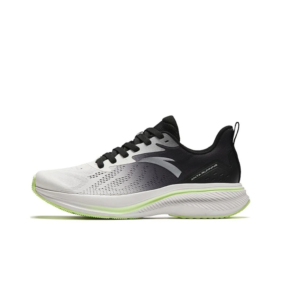 Anta Running Collection Fabric Cushioning, Wear Resistant Low top Casual Running Shoes Men's White Black 112425534-3