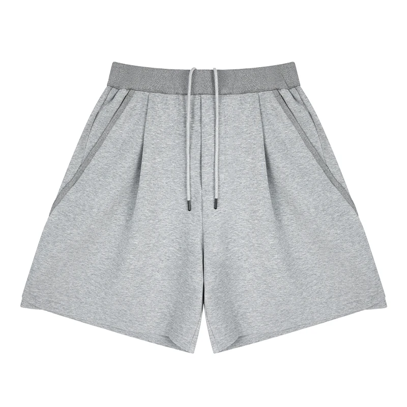 Summer American Patchwork Color Block Sweat Shorts Men Women Loose Fit Drawstring Casual Shorts