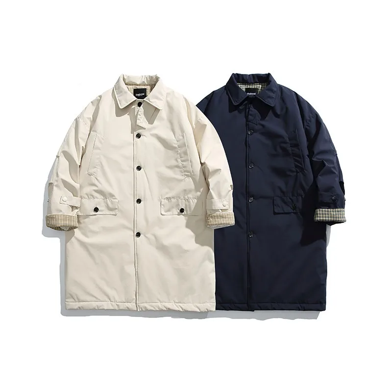 2025 Winter New Men's Japanese Outdoor Medium To Long Cityboy Stand Up Collar Cotton Jacket  Warm Coat Windbreaker