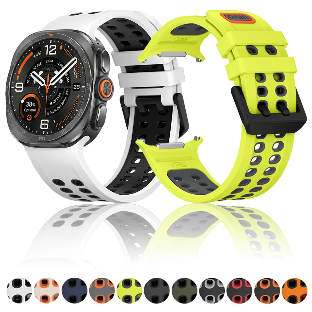 Two-color Official Silicone Strap For Samsung Galaxy Watch Ultra 2/1 47mm Breathable Band Correa Galaxy Ultra 2025 47mm Bracelet