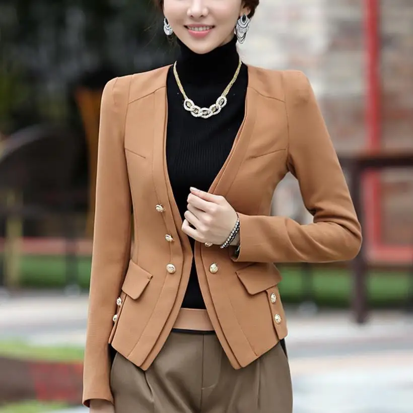 Blazer Women Long Sleeve double breasted Suit Jacket Office Ladies suit