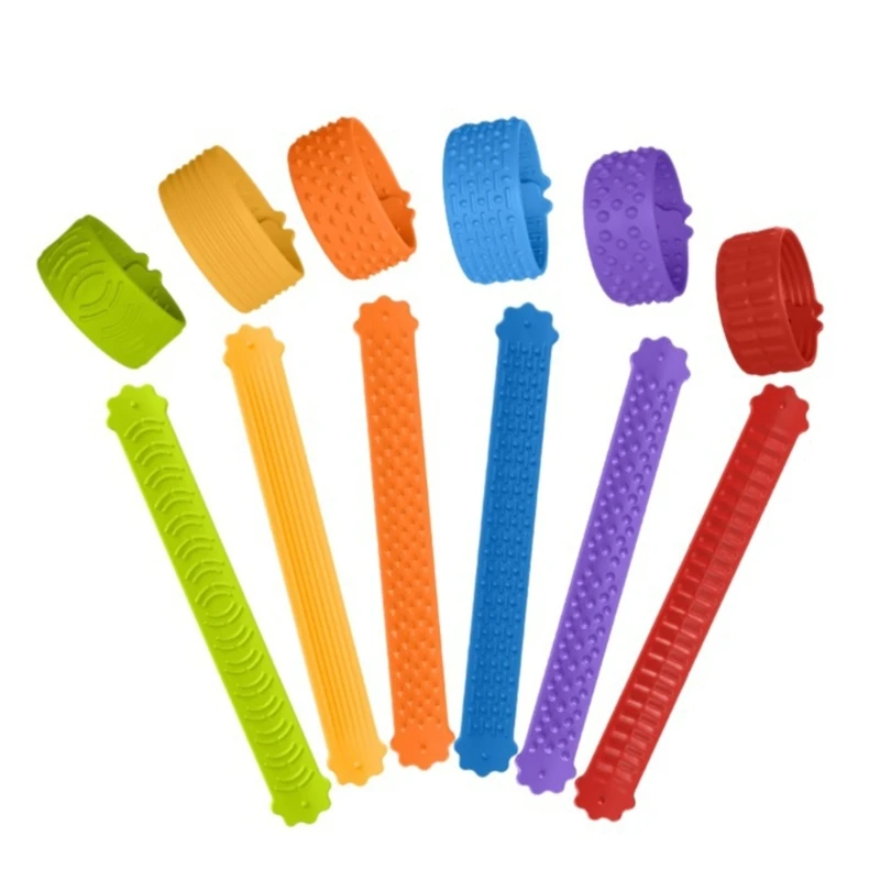E7CE Clap on Bracelet Silicone Wristband For Children Texture Stimulation Stress Relief Sensory Development Toy 6pcs