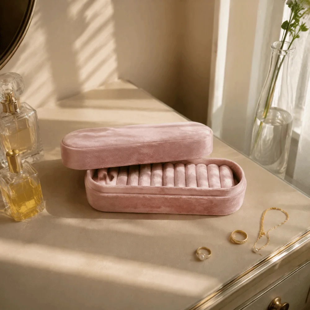 Jewelry Boxes 11 Slots Ring Box Hard Shell Portable Jewelry Organizer Compact Velvet Lining Ring Display Case For Proposal