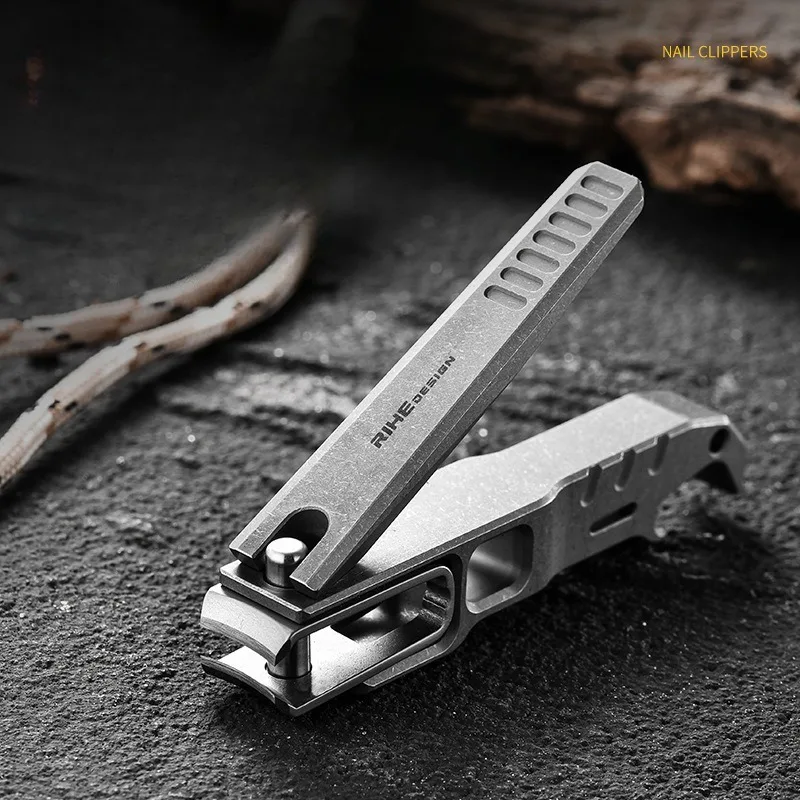 Titanium Alloy Nail Clipper, Portable Fingernail Cutter MultiFunction EDC Tool With Bottle Opener Keychain for Outdoor Travel
