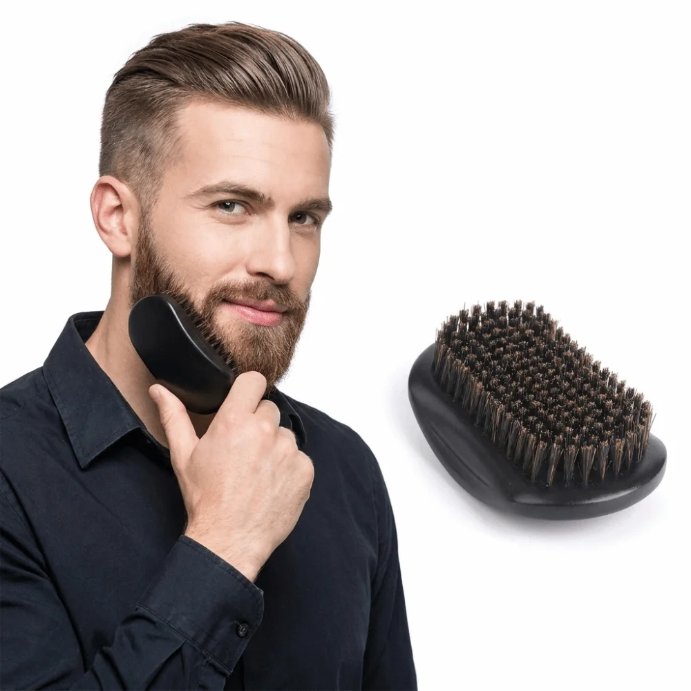 Soft Bristles Beard Brush Natural Bristle Synthetic Bristles Hairbrush Dense Bristles Solid Handle Hair Styling Brush