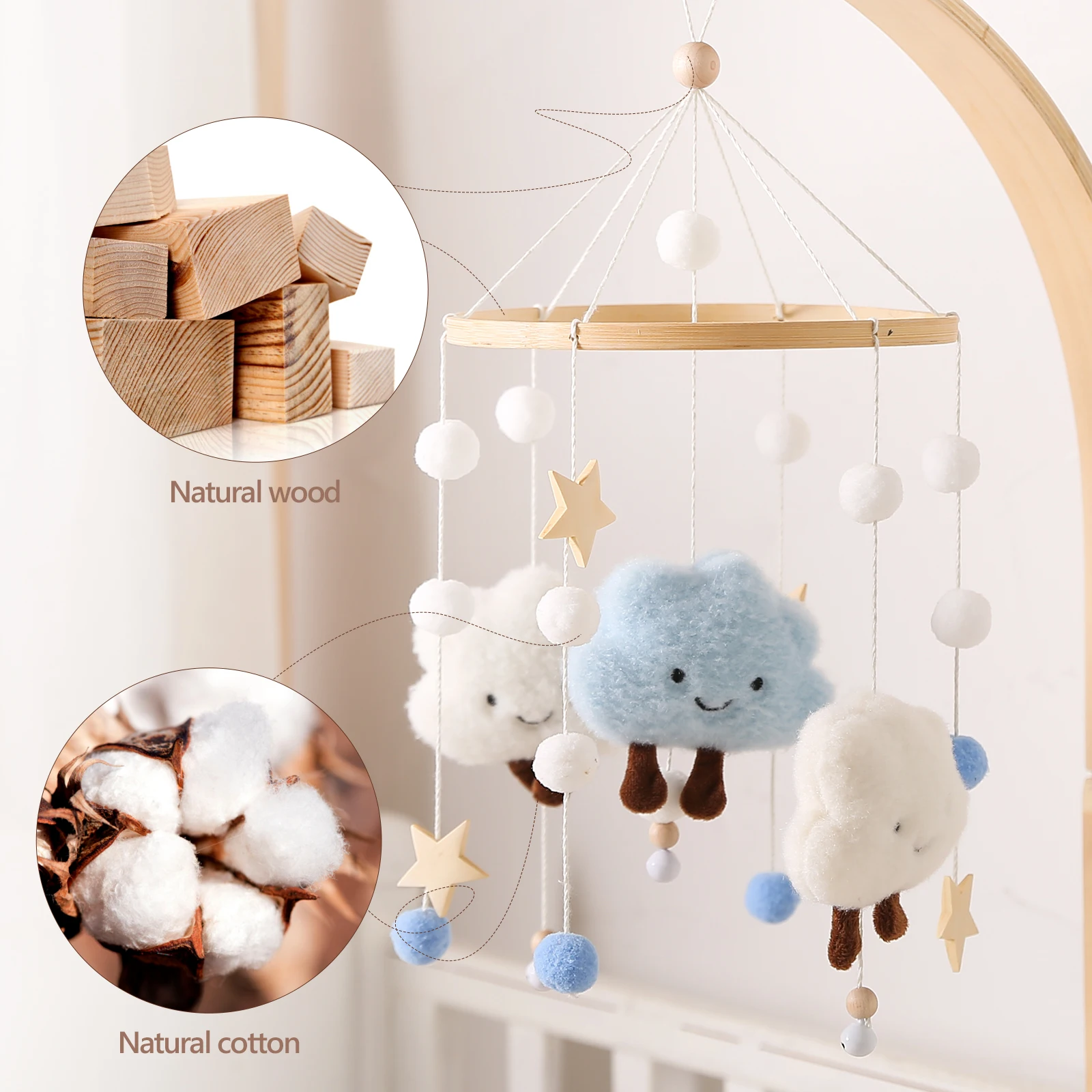 Wooden Baby Teething Rattle Teether, Handmade Crochet Easter Bunny, Soft Newborn Toy, 0-12 Months, 4 Colors
