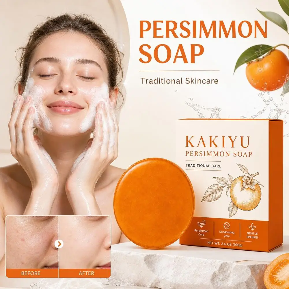 Persimmon Soap Natural Deodorizing Body Bar Deep Cleansing Gentle Formula Anti Odor Skin Care Soap