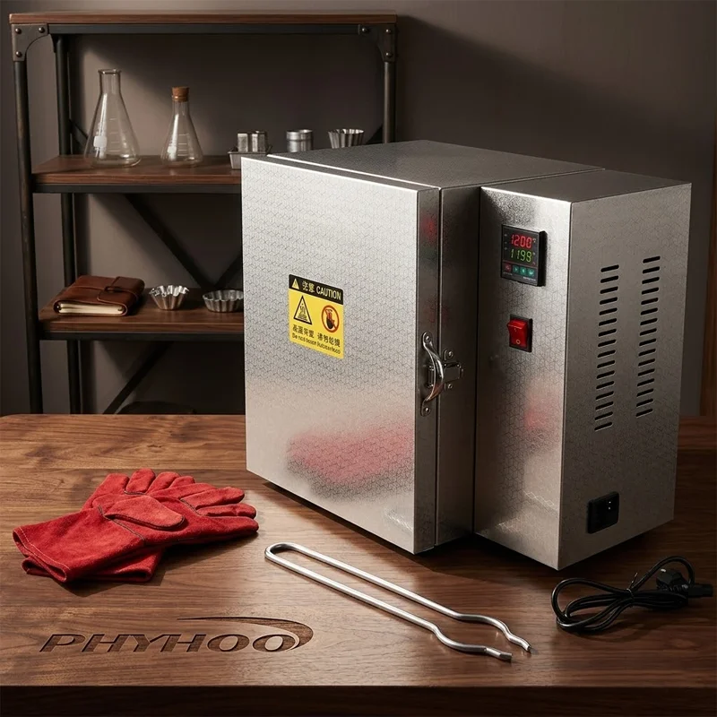 PHYHOO 1500W Jewelry Burnout Furnace 800C Max Digital Electric Oven Machine for Investment Casting Wax Elimination Metal Clay