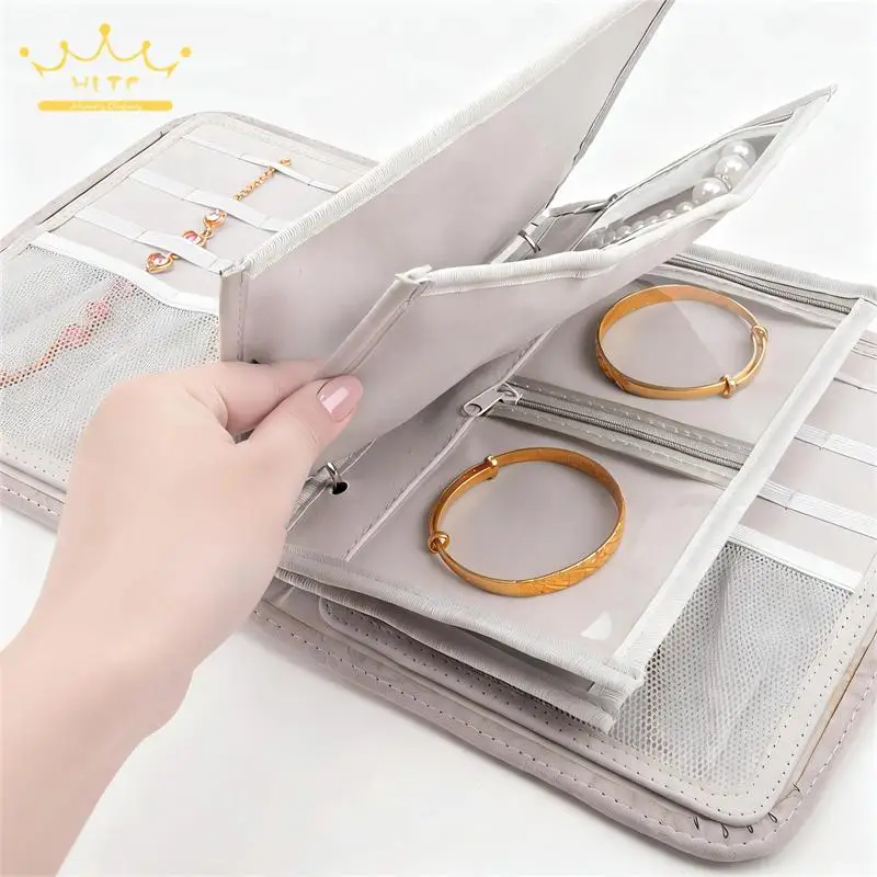Detachable Pages Book-Style Jewelry Storage Pouch Travel Portable Bracelet Earring Necklace Collection Bag