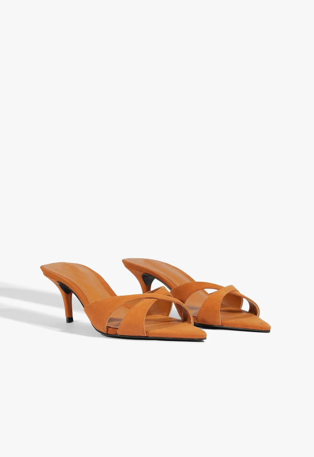 Suede Cross Strap Stiletto High Heels Slippers Sexy Pointy Toe Slip On Runway 2025 Summer Spring Women Dress Shoes Brown