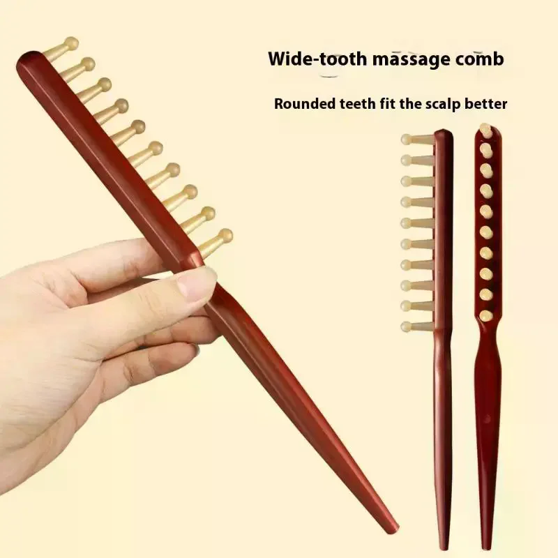 Handle Wide Tooth Wood Comb For Hair Curling And Wave Styling Professional Salon Tool For Black Hair And Wigs Long