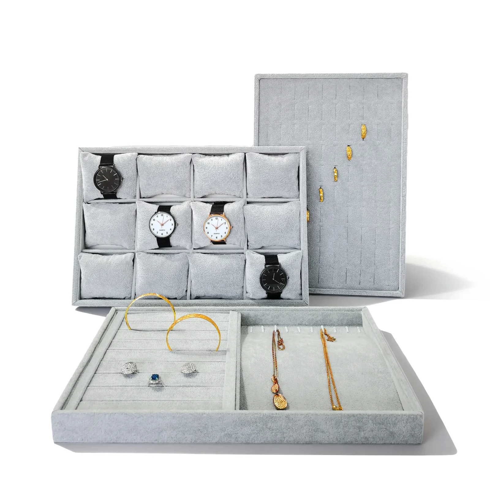 High-end Velvet Jewelry Storage Display Tray For Storing Rings Necklaces Pendants Bracelets Display Tray Jewelry Display Props