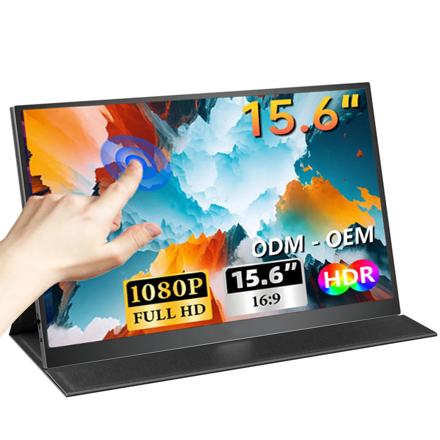 Portable Monitor Touchscreen 15.6 Inch 1080P FHD IPS w/VESA & 180 Adjustable miniHDMI Stand For Laptop PC Mac Switch PS5 iPhone