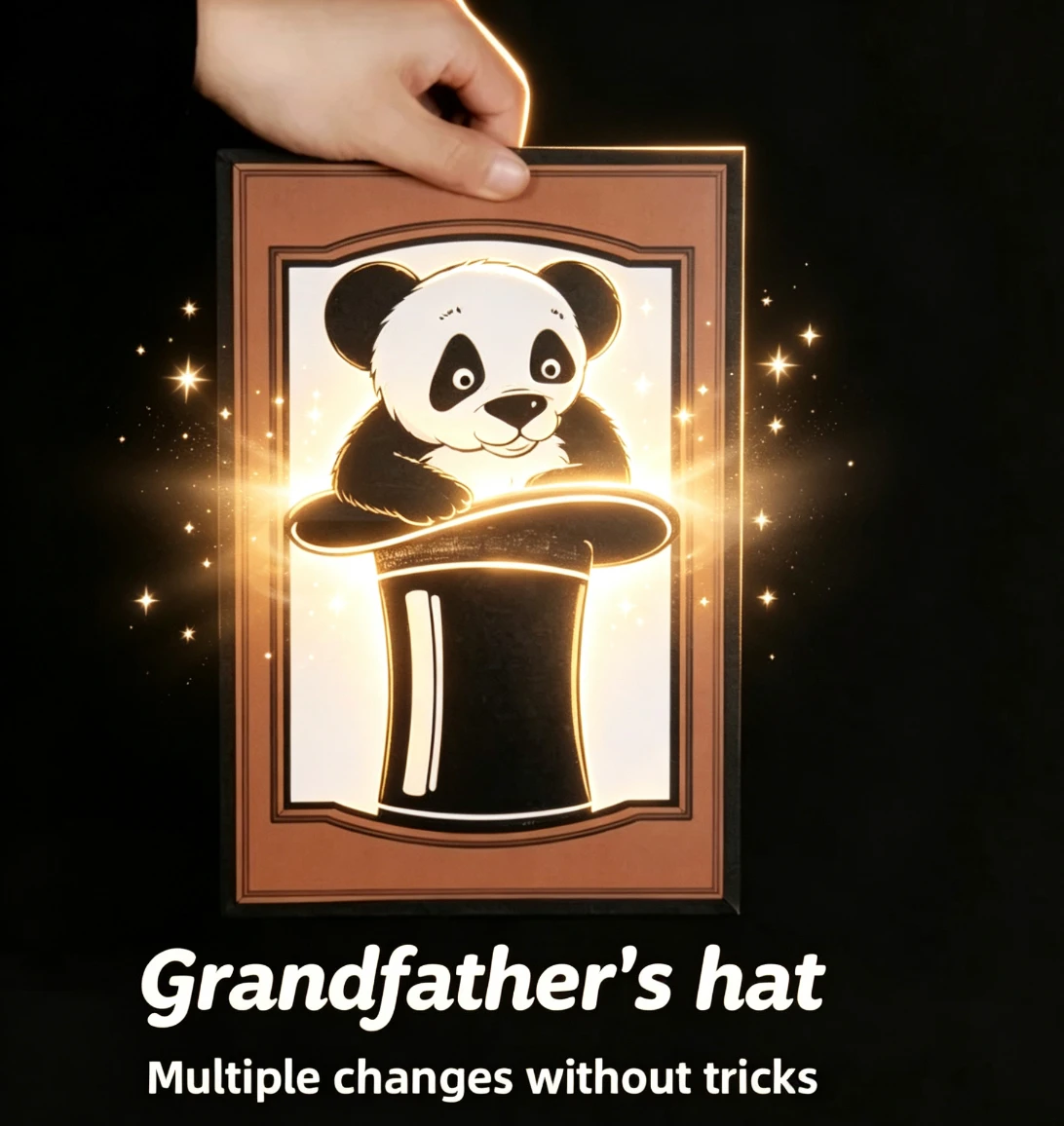 Magic Drawing Board Instant Transformation Magic Trick Grandpa Hat Panda Stage Magic Gimmick