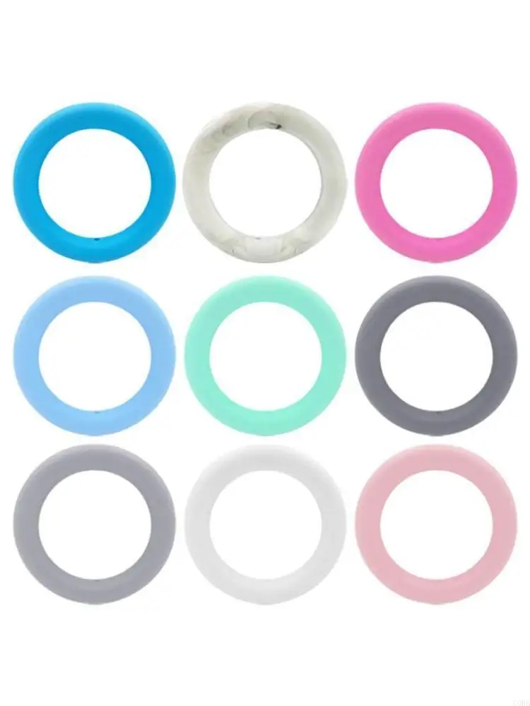 CORB 5Pcs/Pack 65mm Silicone Teether Ring Beads DIY Baby Chewable Nursing Teething Shower Gift