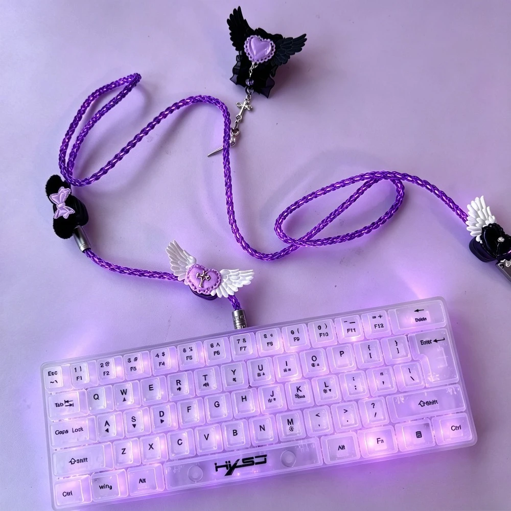 Keyboard Aviation Plug Cable USBA -C 8K Magnetic Axis Mechanical Keyboard Shine Cable Gaming Keyboard Accessory Purple Girl Gift