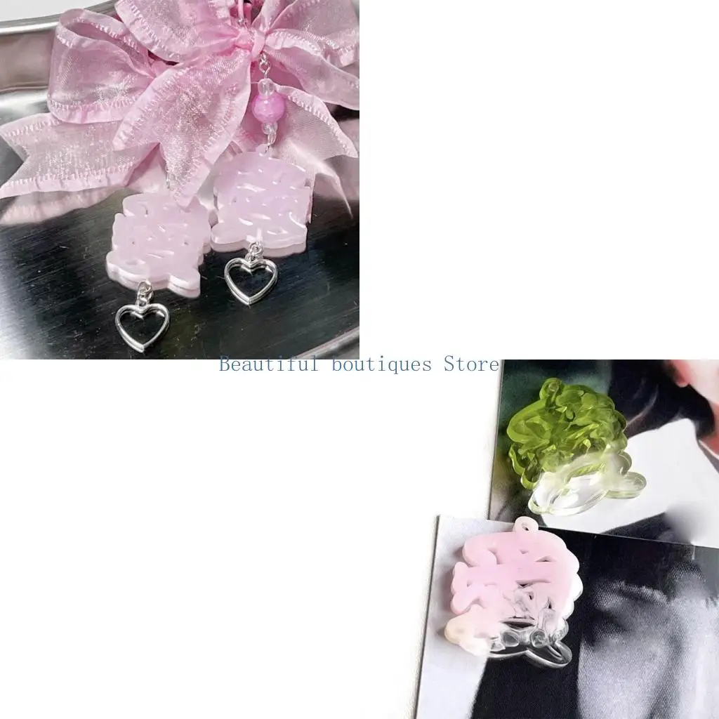 U4LF Double-love Word Ornaments Resin Casting Silicone Mold Woman Keychain Decorative Earrings Pendant Mold for DIY Crafts
