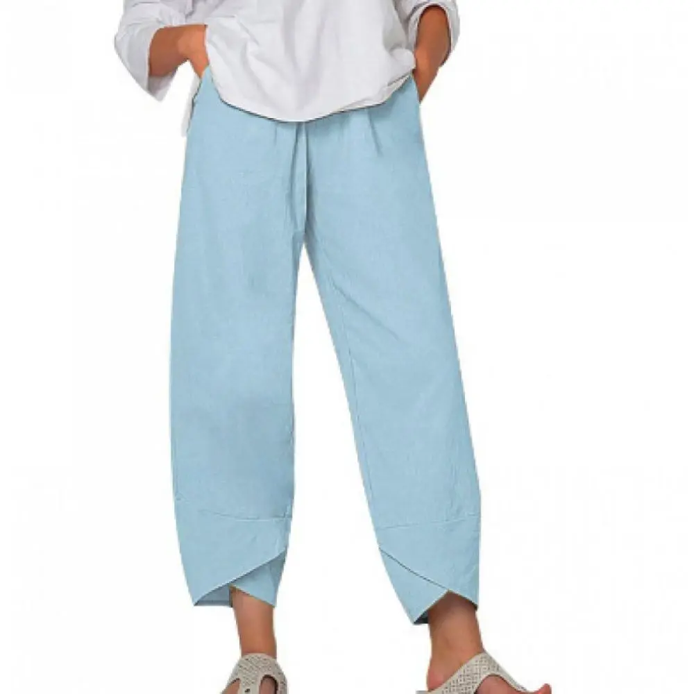Loose Fit Mens Slub Linen Pants Breathable Casual Trousers Hip Hop Style Summer Fashion Straight Leg Streetwear Gear