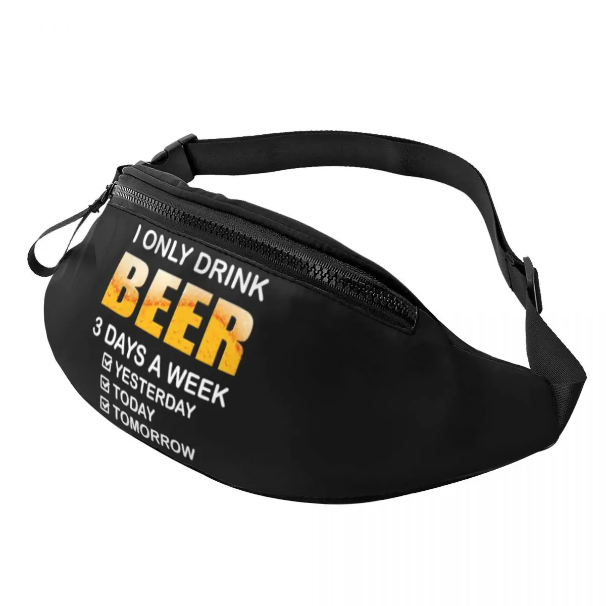 Custom Casual I Only Drink Beer 3 Days Fanny Pack for Traveling Women Men Crossbody Waist Bag Phone Money Pouch