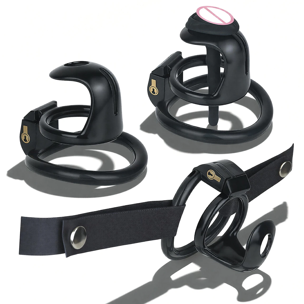 FRRK Double Ring Sunshade Design Lightweight Plastic Male Chastity Cage Device Optional Bondage Strap Belt Sissies Adult Sex Toy