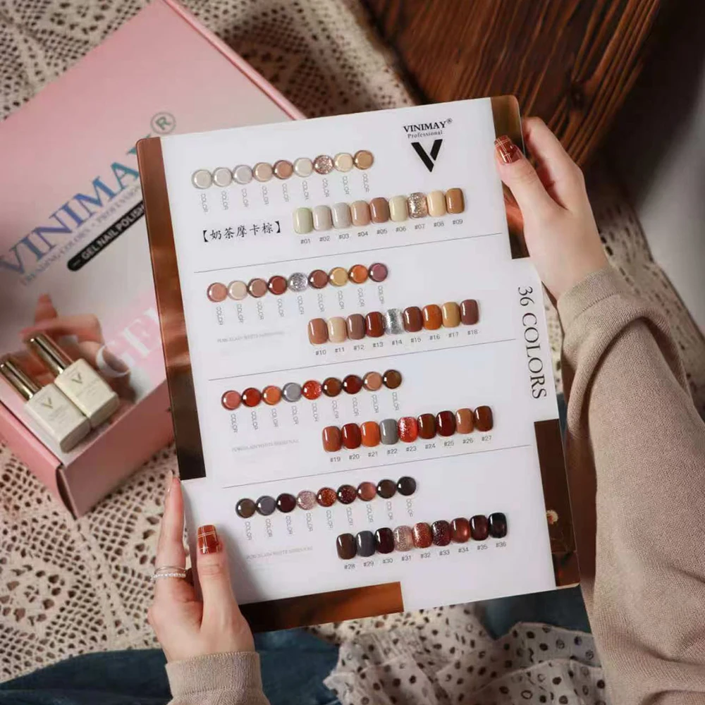 VINIMAY Brown Gel Nail Polish Set With Sample UV Soak Off Gelpolish Nail Art Gel Varnish Manicure Gel Varnish Nail Supplies 15ml