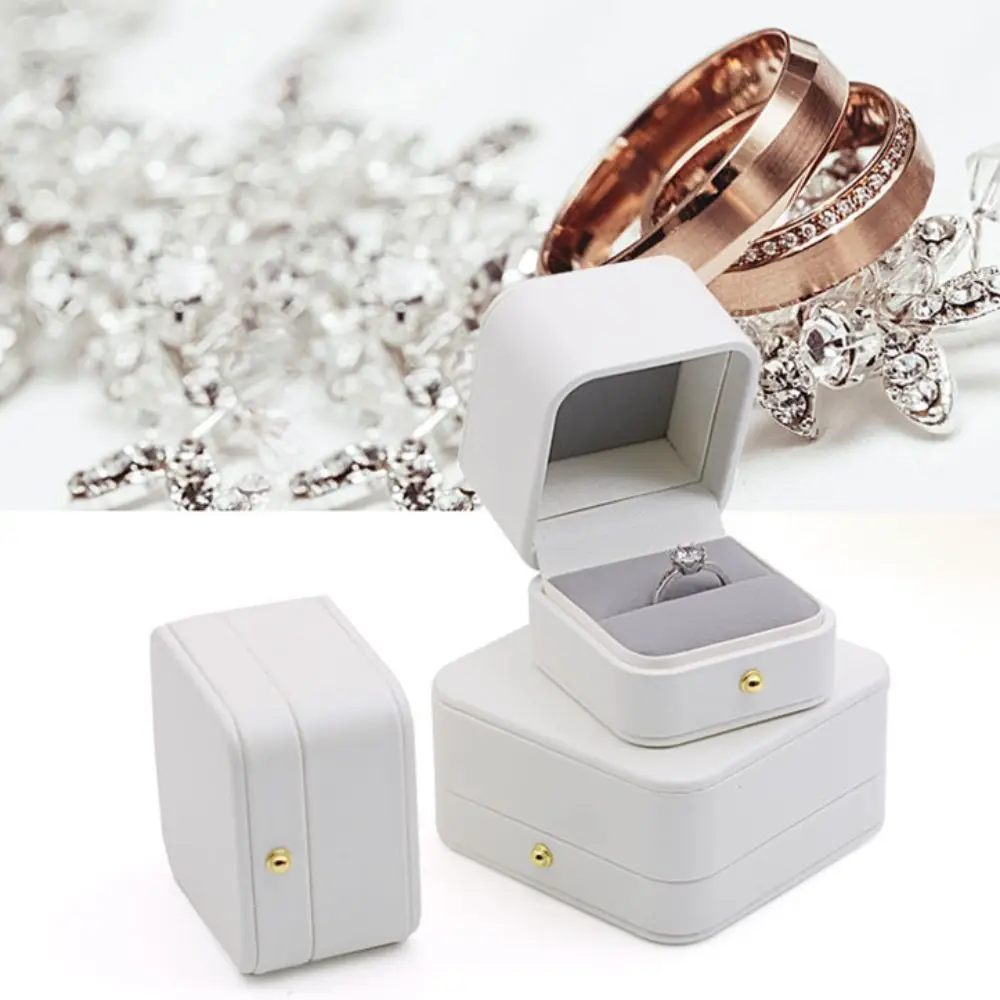 Delicate PU Leather Jewelry Gift Box White Flannel Lining Necklace Collection Box Multiple Specifications Ring Case Wedding