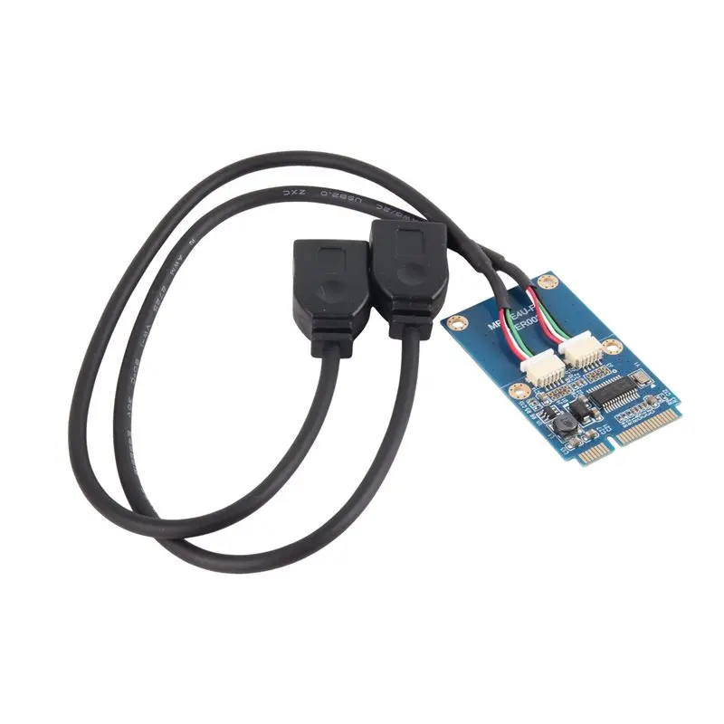 New--2 Port USB 2.0 PCI-E Express Adapter Card Mini PCI-E With Power Connector USB Converter Support