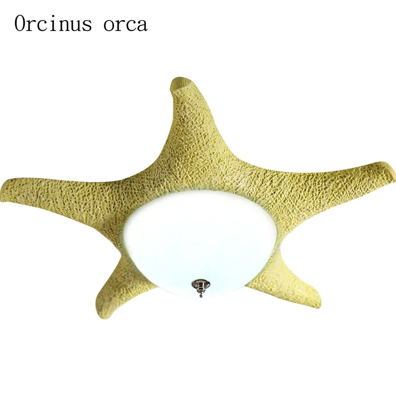 Mediterranean simple modern starfish ceiling creative warm children's room bedroom LED ceiling lamp free shipping