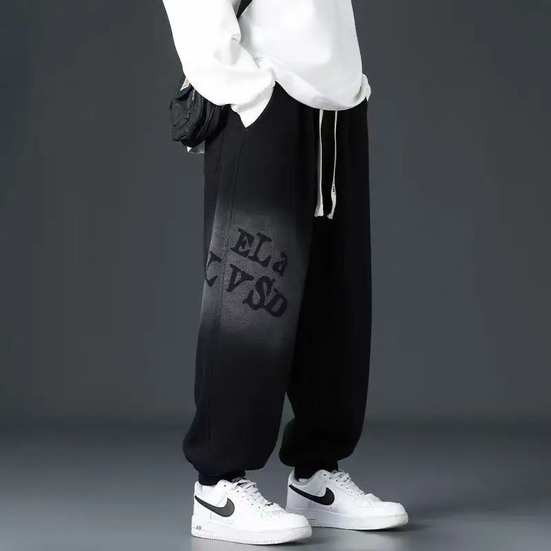 Autumn Winter Men's Fleece Lined Thick Loose Fit Pants Trendy Versatile Sweatpants Casual Sports Trousers for Youth Teens
