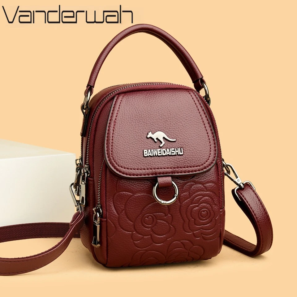 Women's Vintage Floral Embossed Leather Mini Shoulder Bag Crossbody Handbag Casual Shoulder Bag for Daily Commute Summer Style
