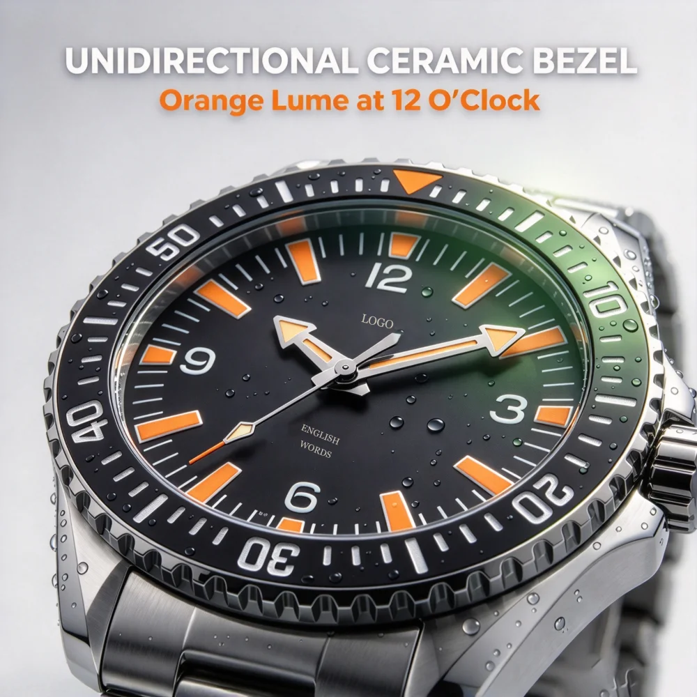 LURCAN Ocean Guard Men's Automatic Diving Watch, NH35A, 200M Water Resistant, Sapphire Crystal, 316L Stainless Steel Bracelet