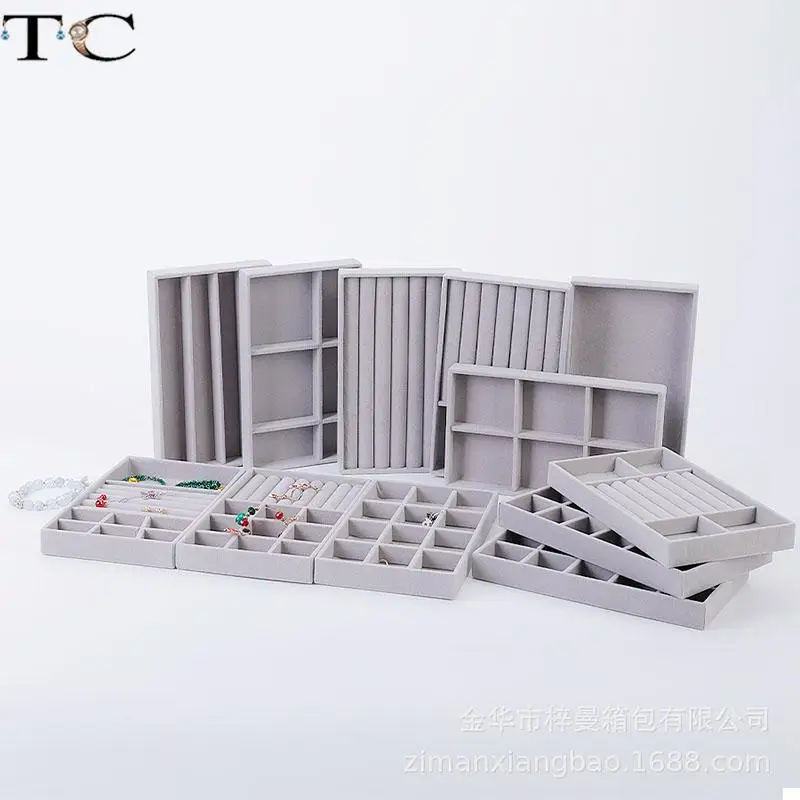 1PC Gray Velvet Jewelry Holder Earrings Ring Storage Tray Minimalist Jewelry Box Jewelry Desktop Organizer Box