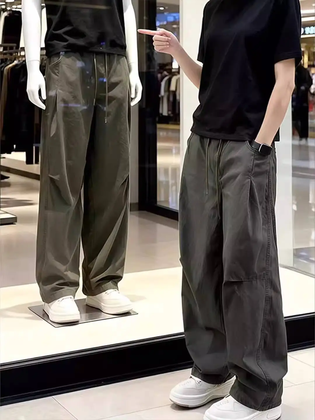 2026 New Spring American Vintage Pleated Cargo Pants For Men Loose Wide Leg Parachute Trousers Cleanfit Straight Casual Pants