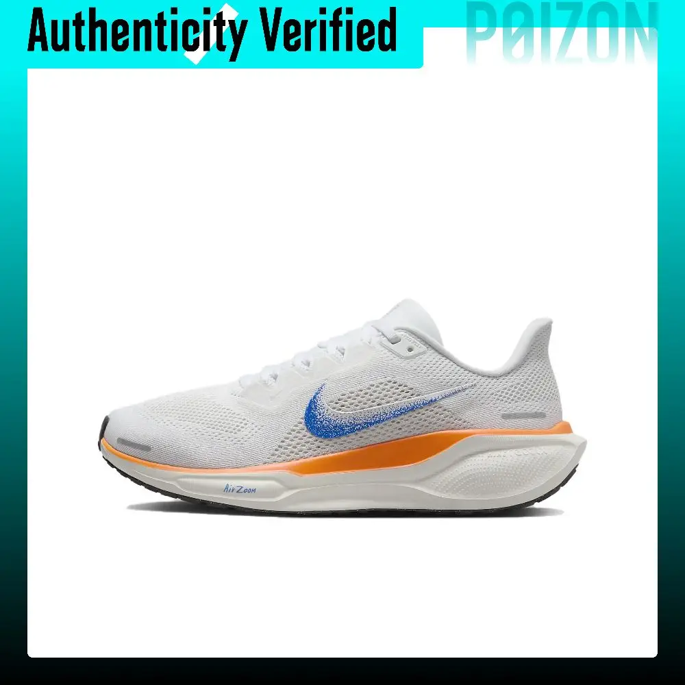 Nike Pegasus 41 Cushioning Breathable Low top Casual Training Running Shoes Women's White Orange Blue HF7362-900