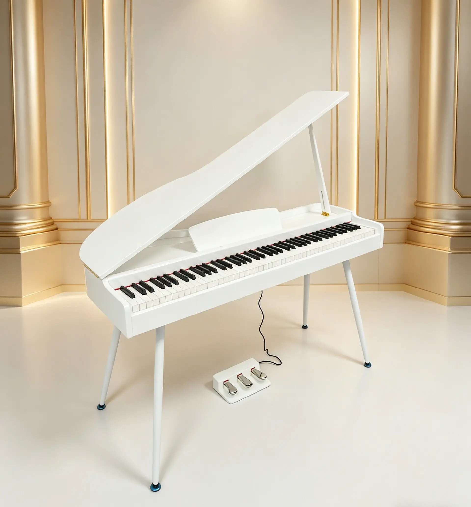 88Key Grand Digital Piano HammerAction 128 Polyphony 3 Pedals White Black For Home Stage Adult Beginner