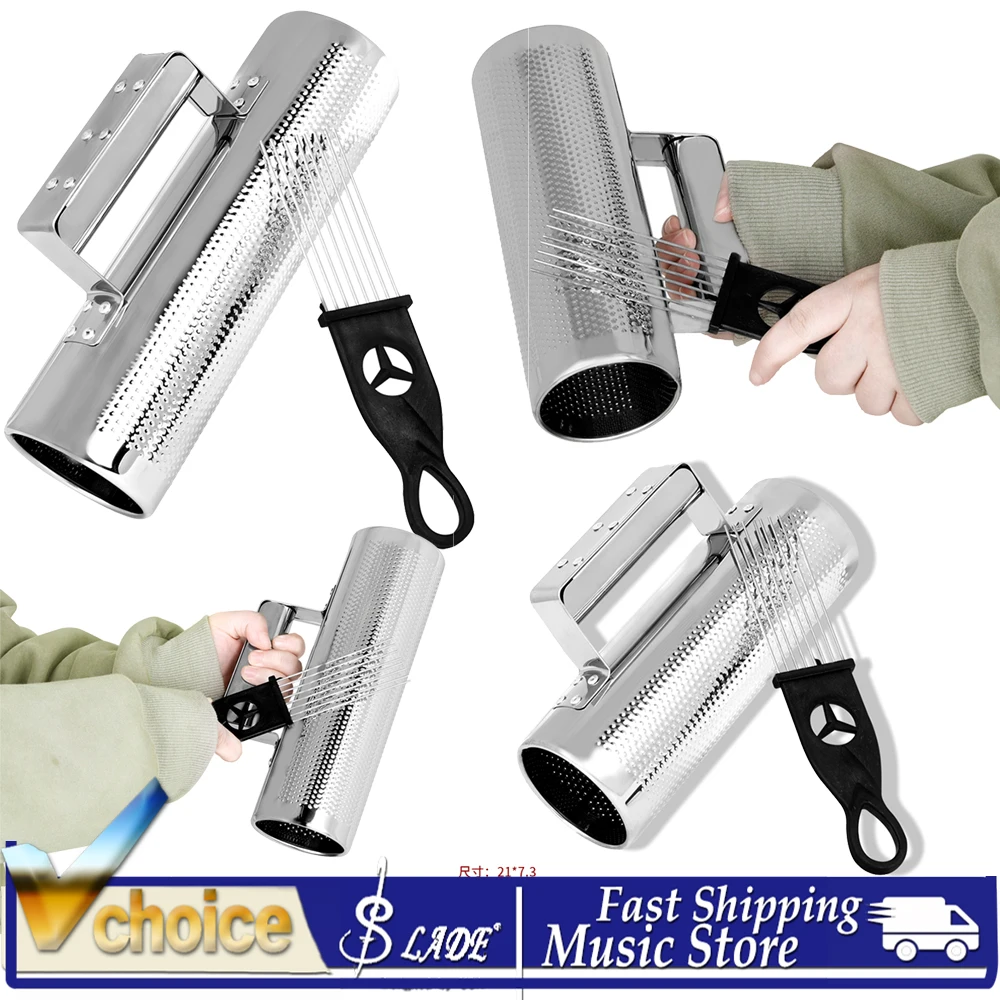 Aluminum Guiro with Scraper StickUnique Sound Metal Pro Percussion Instrument Ideal for Kids Classroom&Rhythm Training Playing
