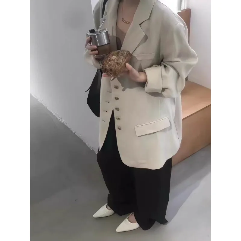 SuperAen Korean-style Cotton and Linen Blazer for Women 2026 Spring and Summer New Design Loose and Fashion Casual Suit